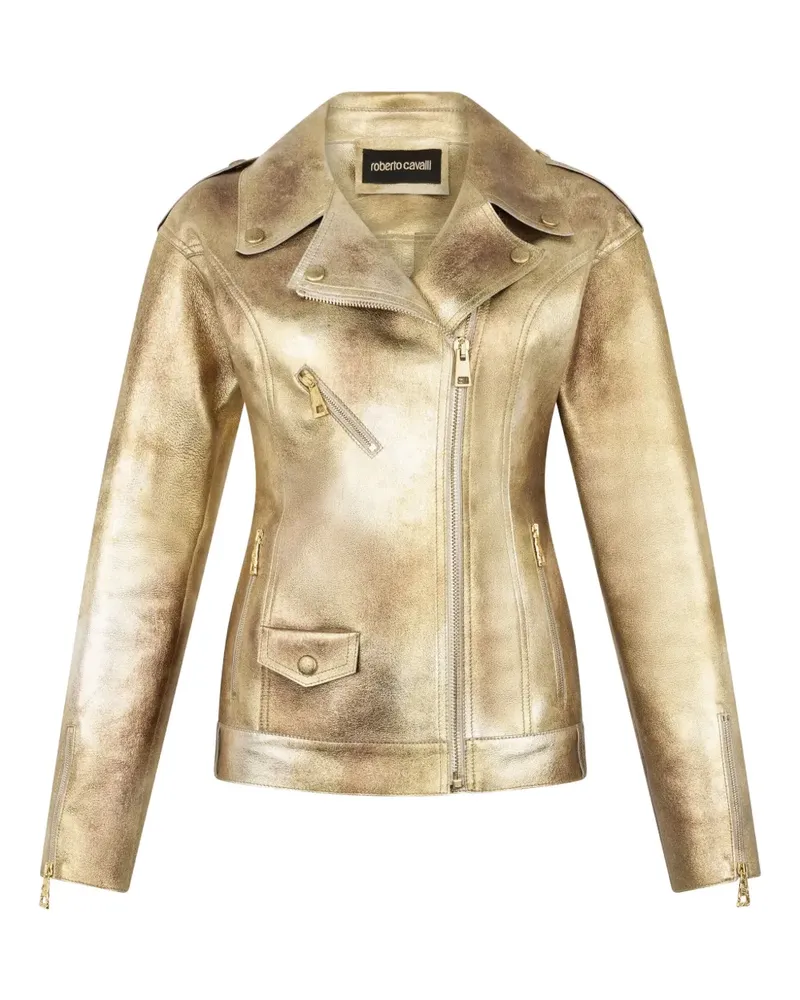 Roberto Cavalli Bikerjacke aus Leder - Gold Gold