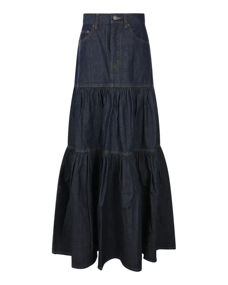Saint Laurent long skirt in indigo denim - Blau Blau