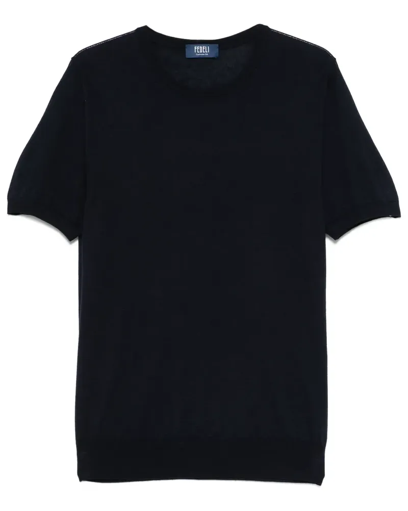 Fedeli Fein gestricktes T-Shirt - Blau Blau