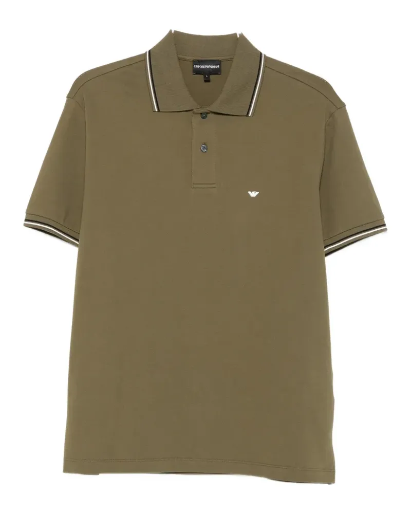 Emporio Armani logo-embroidered tipped polo shirt - Grün Grün