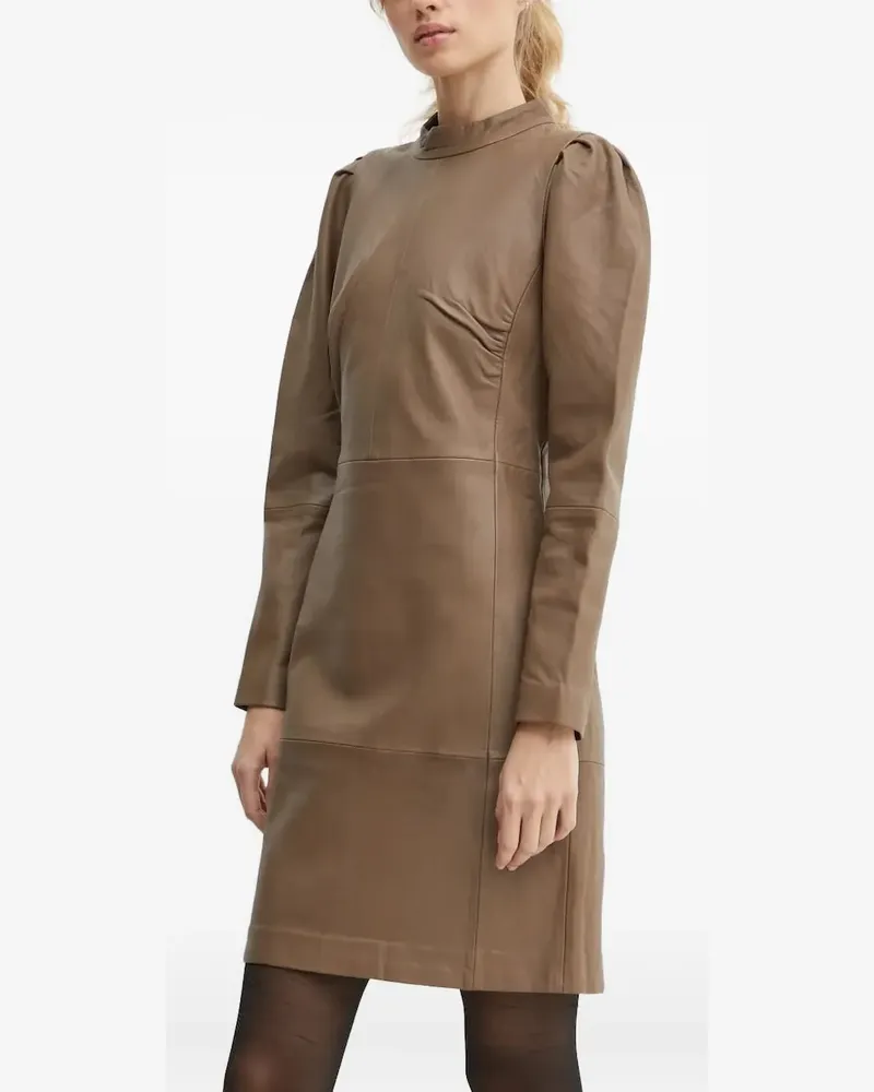 BRUUNS BAZAAR Kleid mit Puffärmeln - Braun Braun