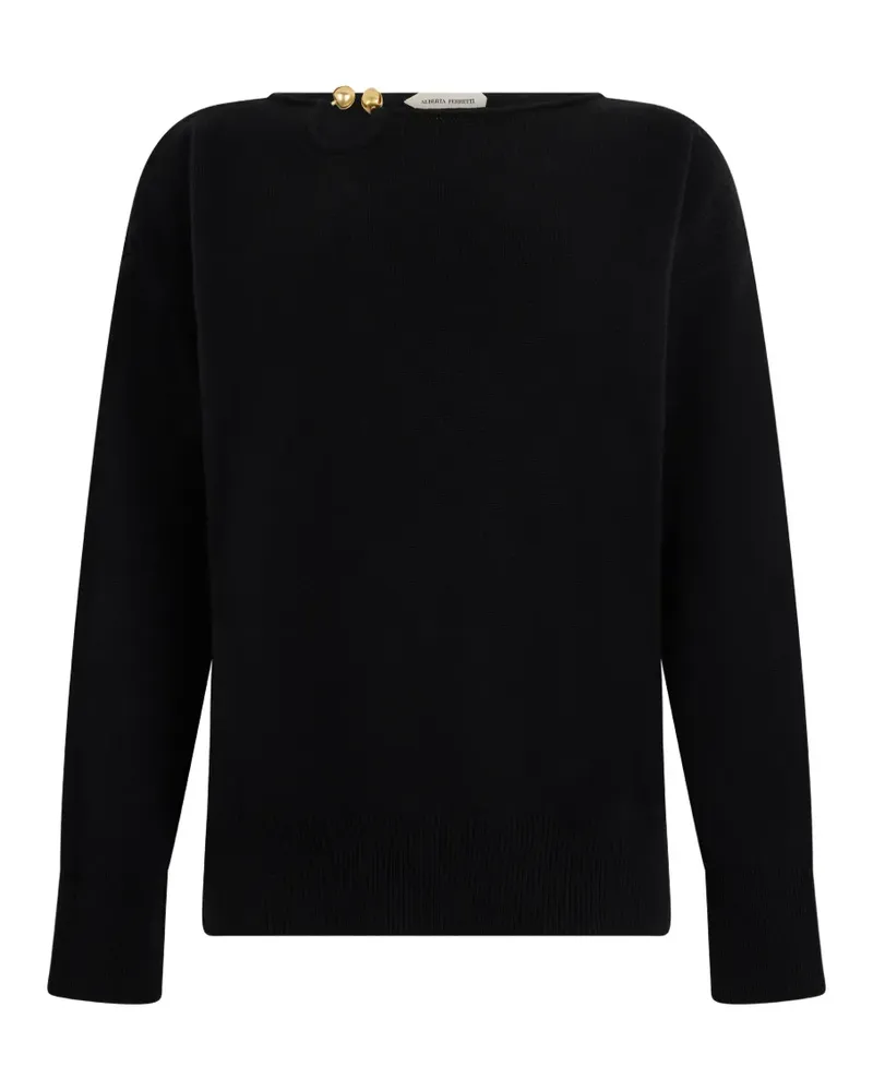 Alberta Ferretti Goldfarbener Pullover mit Knöpfen - Schwarz Schwarz