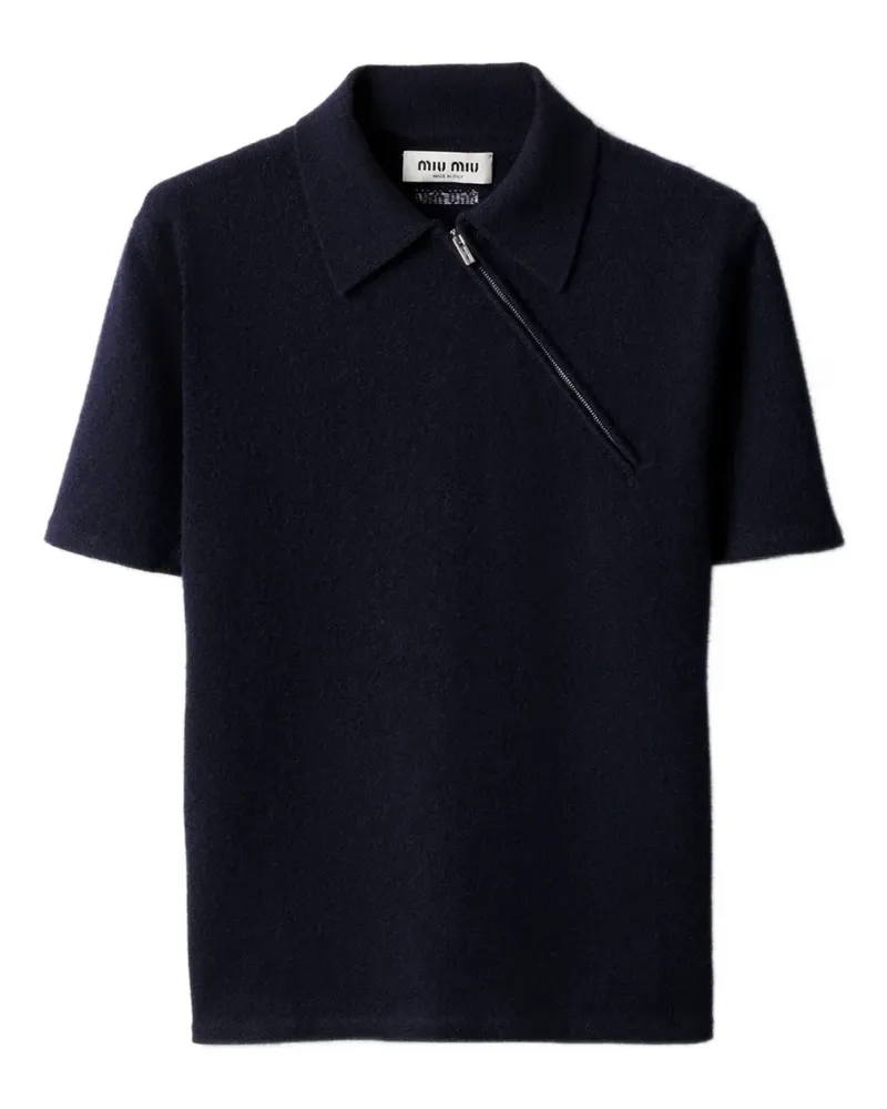 Miu Miu Gerippter Pullover mit Reißverschluss - Blau Blau