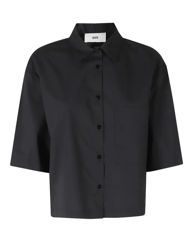 SOLOTRE cropped shirt - Schwarz Schwarz