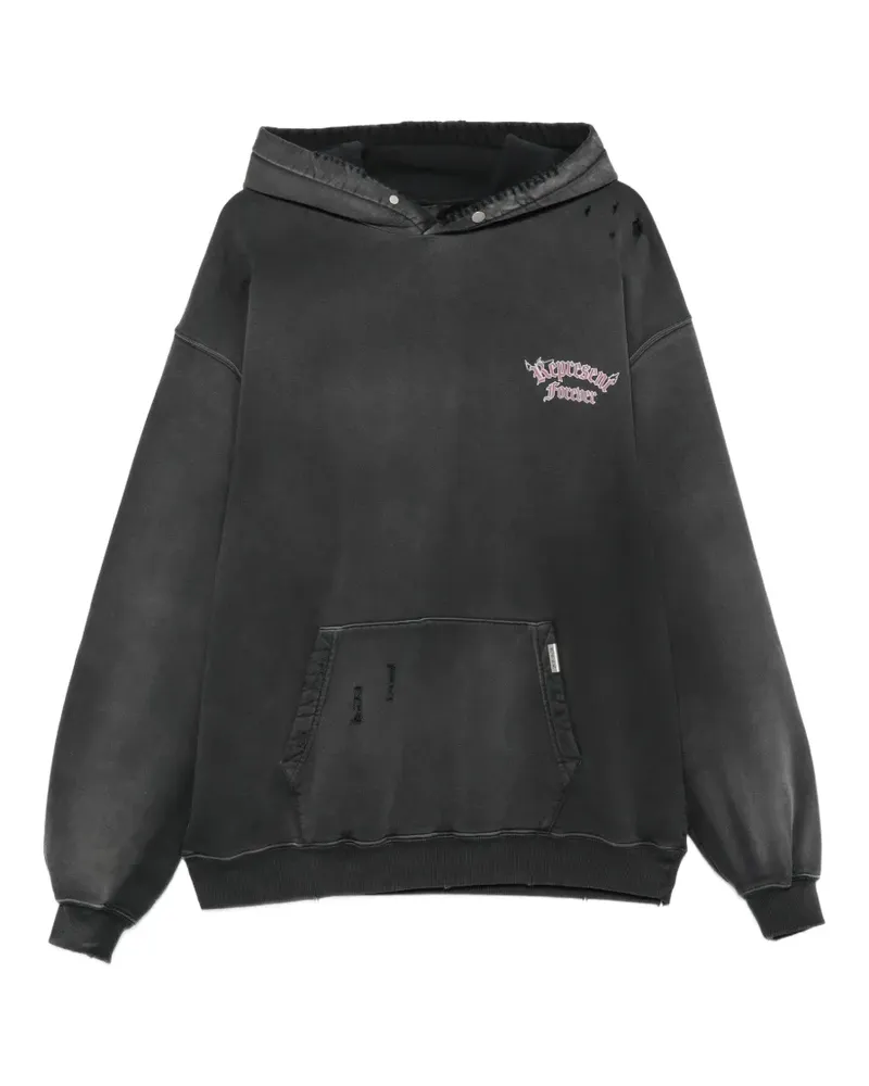 REPRESENT Duality distressed graphic-print cotton hoodie - Schwarz Schwarz