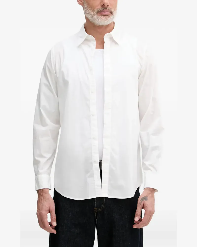 Armani Exchange logo-embroidered long-sleeve shirt - Weiß Weiß