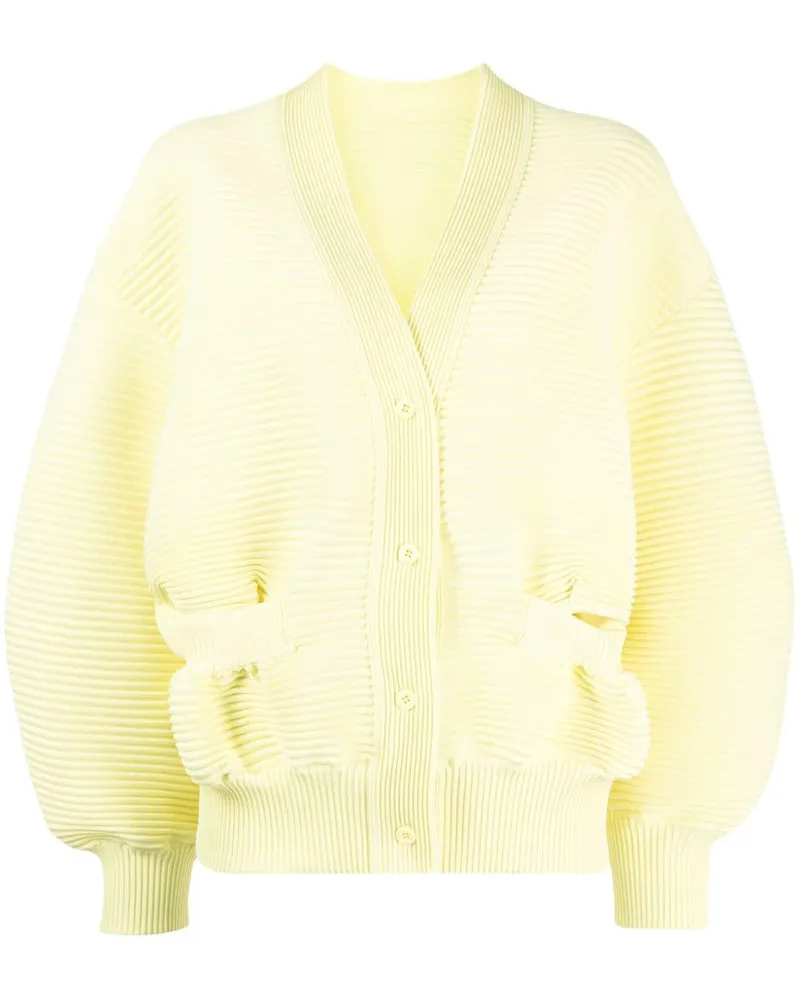 JNBY Gerippter Cardigan mit Ballonärmeln - Gelb Gelb