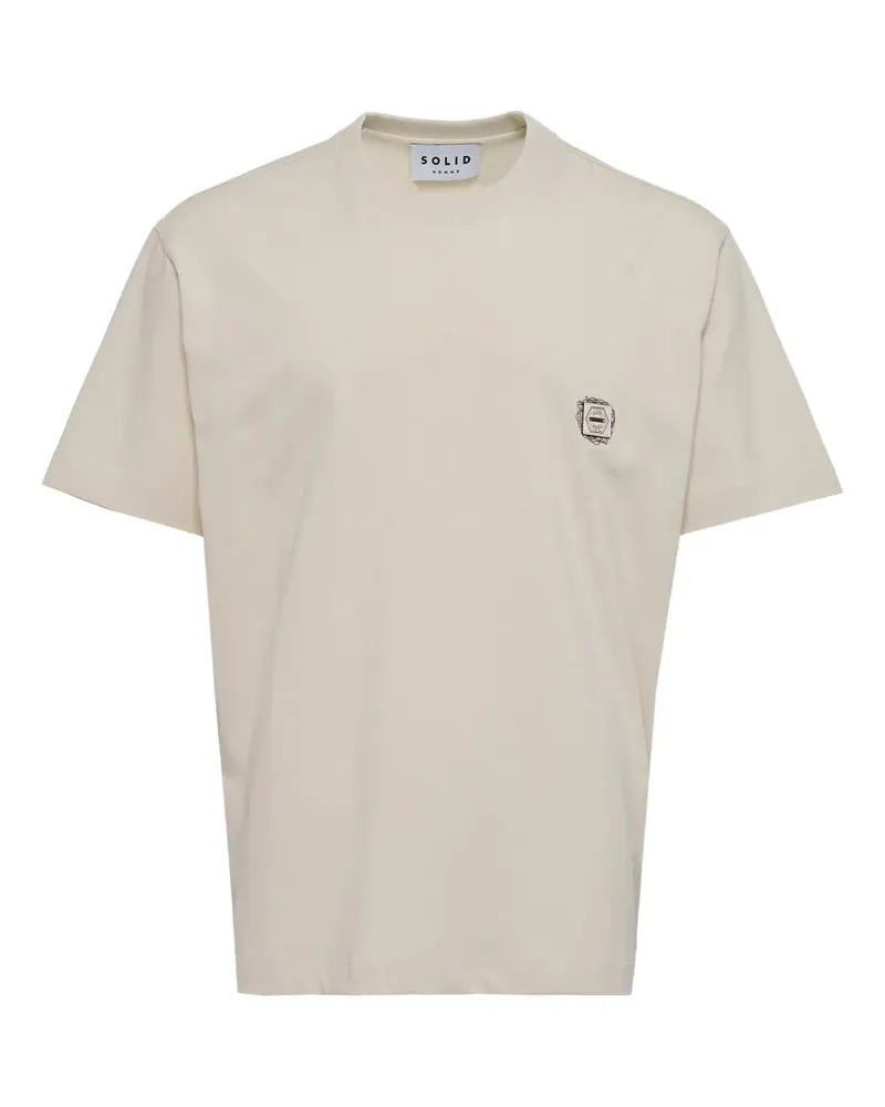 SOLID HOMME logo-print t-shirt - Nude Nude