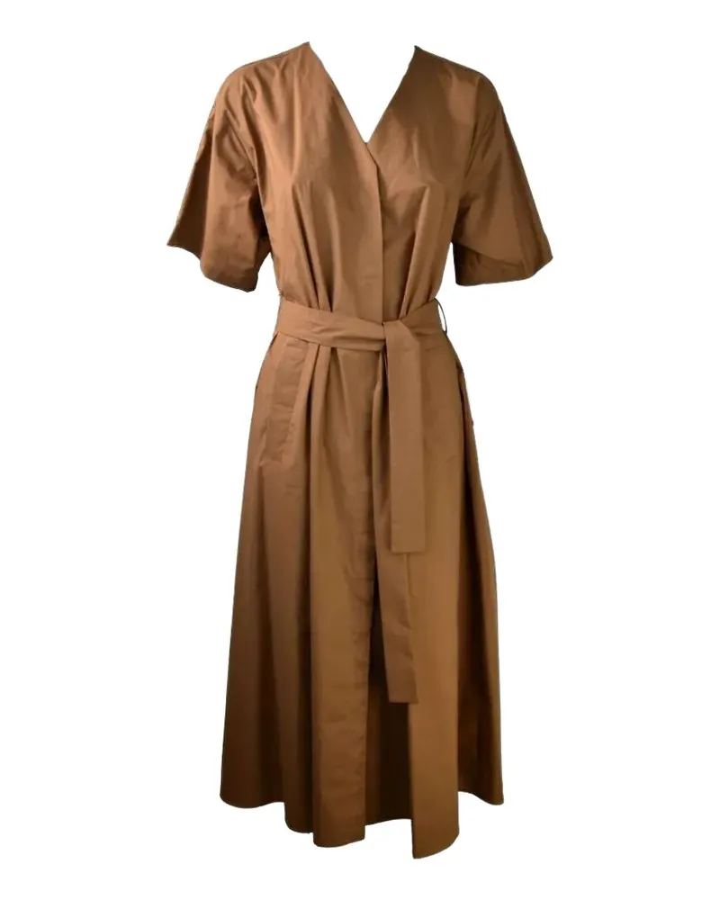 SOLOTRE belted V-neck midi dress - Braun Braun
