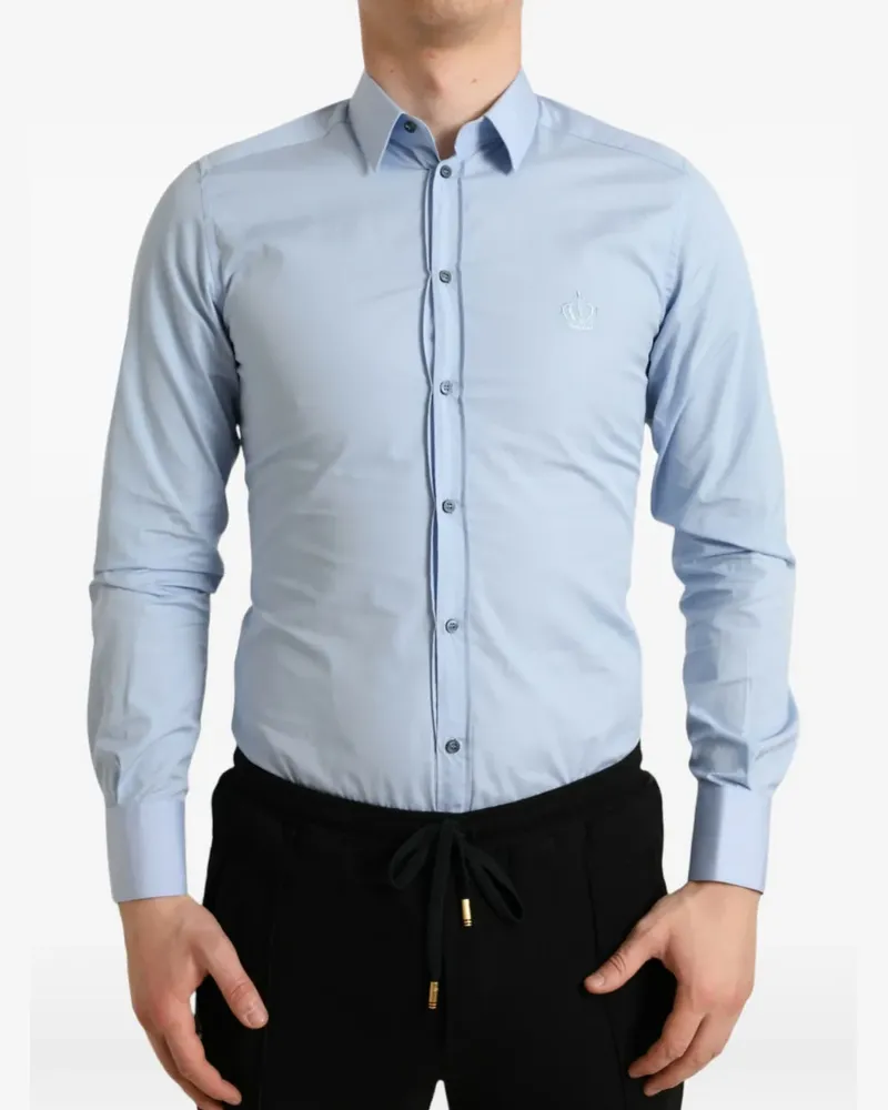 Dolce & Gabbana Hemd mit Kronenstickerei - Blau Blau