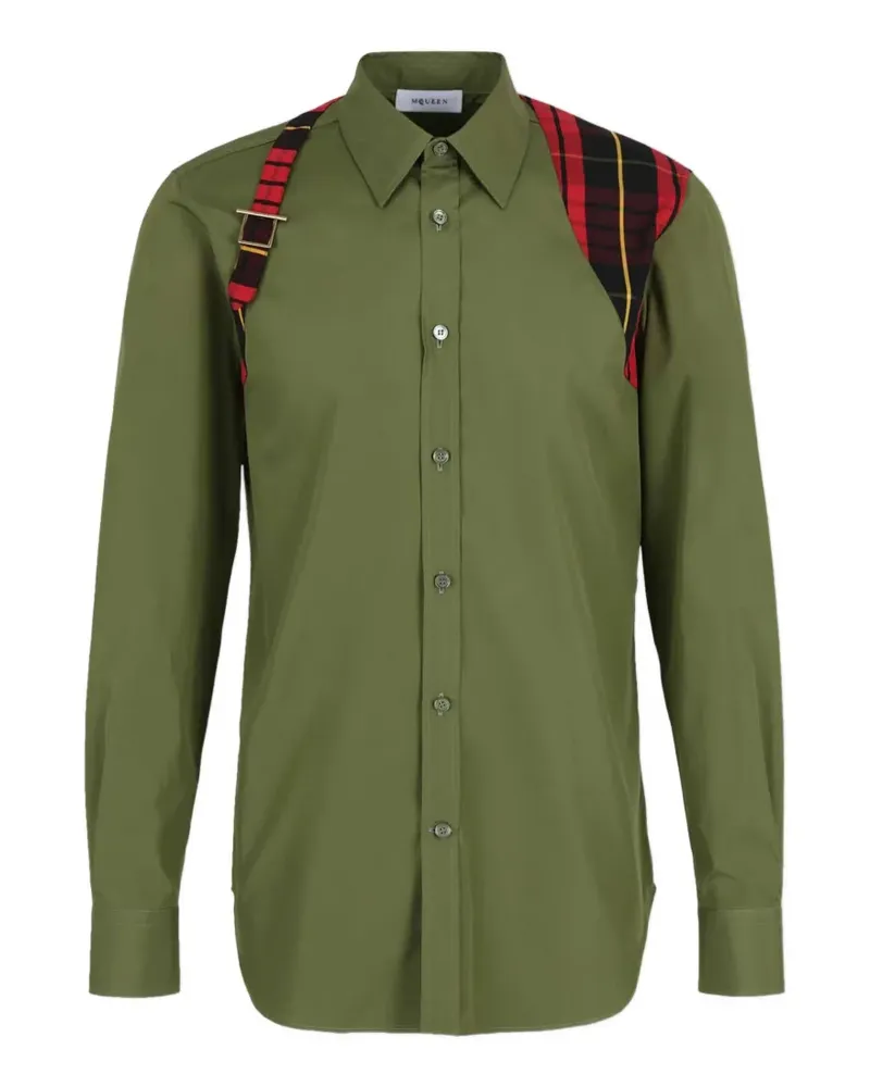 Alexander McQueen tartan-panel shirt - Grün Grün