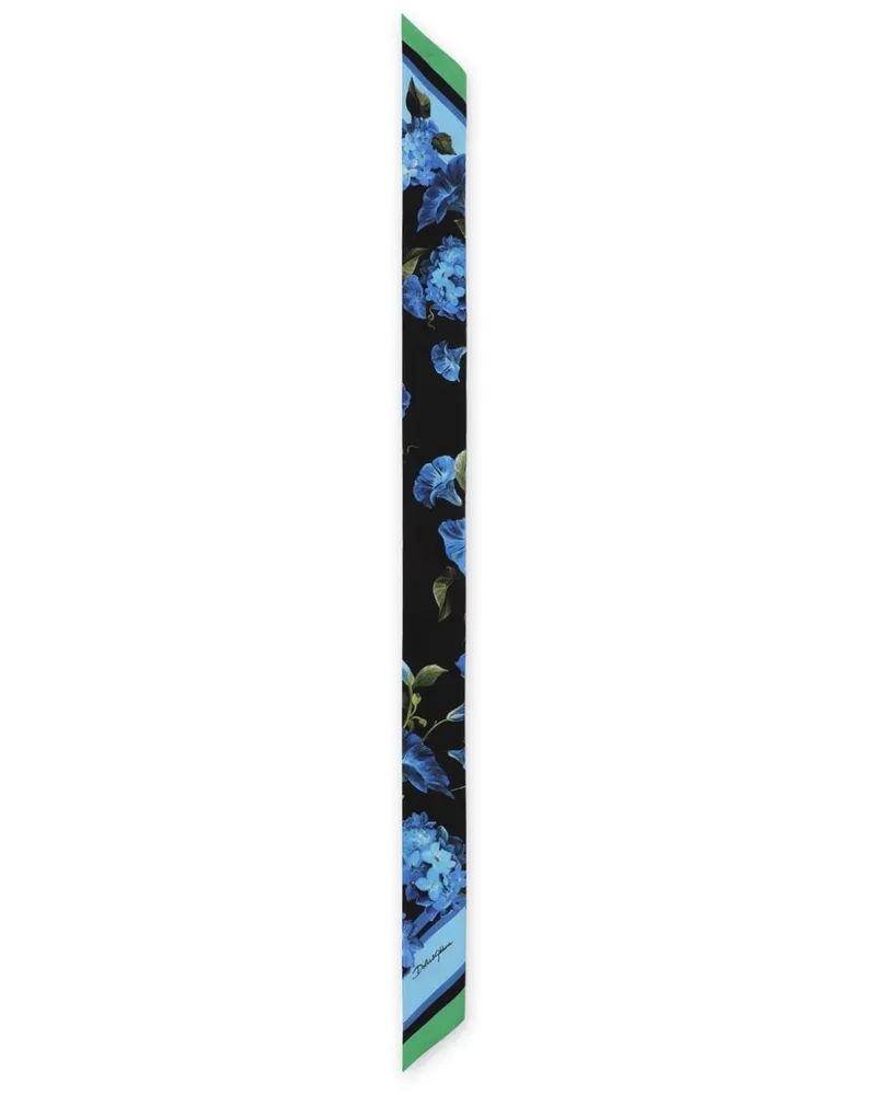 Dolce & Gabbana Seidenschal mit Blumen-Print - Blau Blau