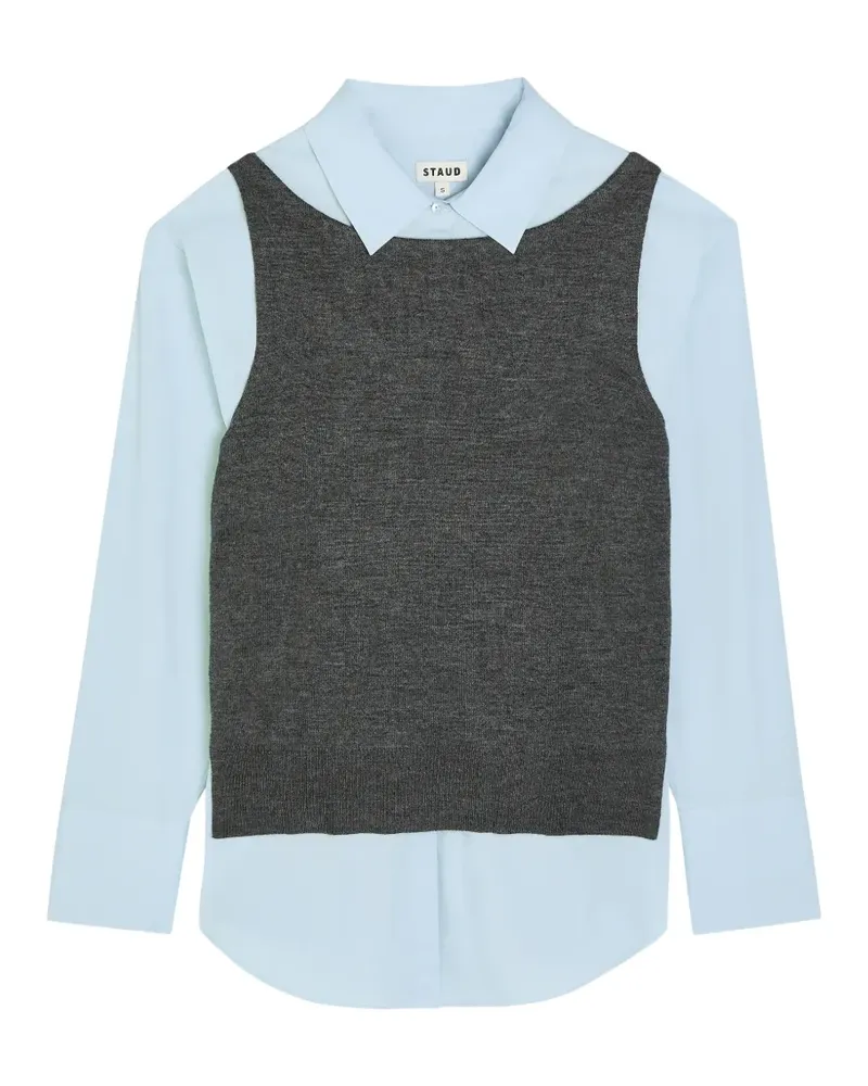 STAUD Damian Popeline-Hemd im Layering-Look - Blau Blau