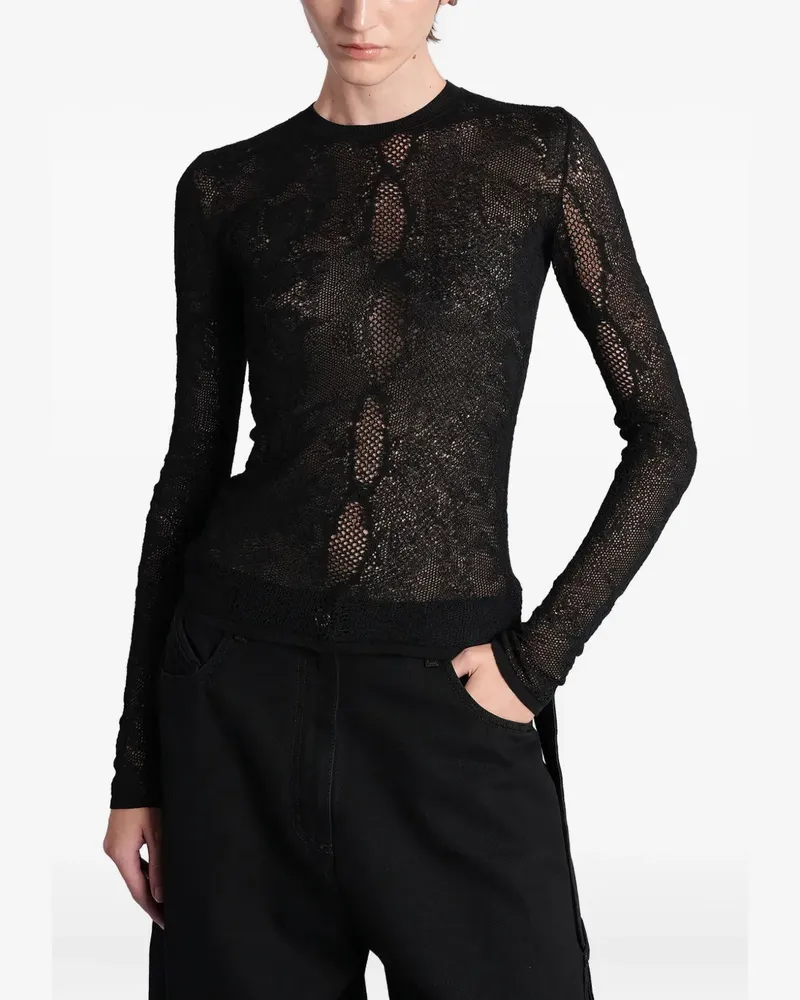 ATTICO Bluse mit Lochstrickmuster - Schwarz Schwarz