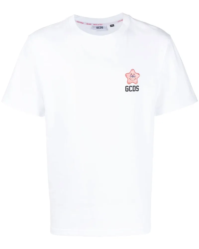 GCDS T-Shirt mit Stern-Patch - Weiß Weiß