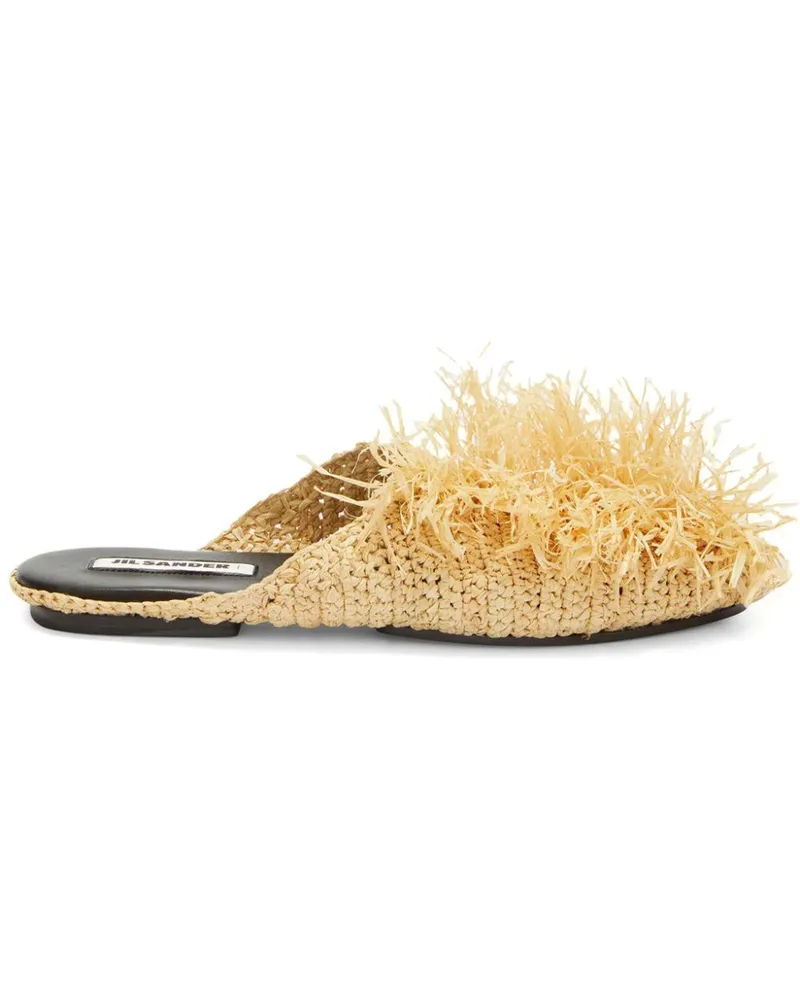 Jil Sander Slipper mit Strohverzierung - Nude Nude