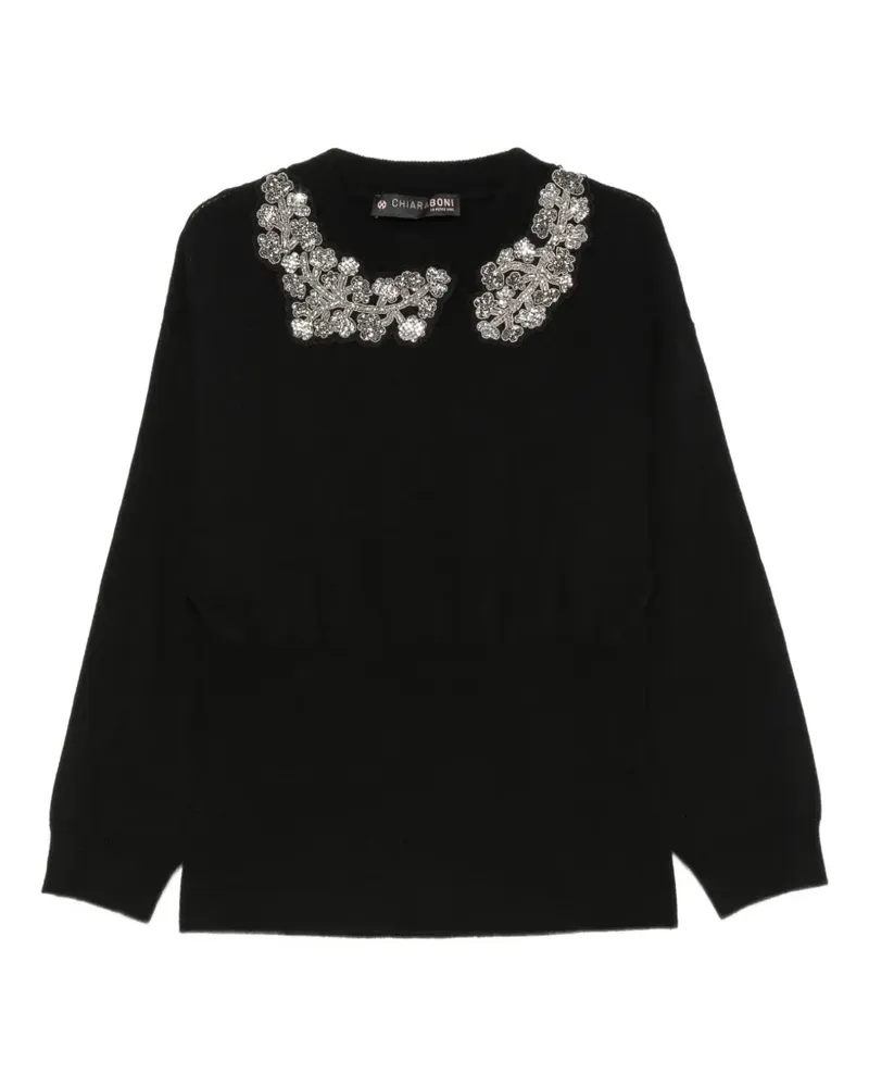 Chiara Boni Kristallverzierter Pullover - Schwarz Schwarz