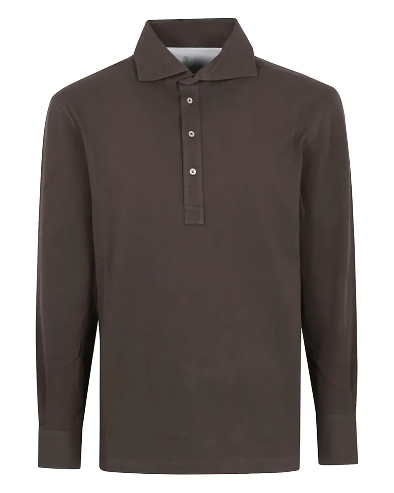 Brunello Cucinelli Langärmeliges Poloshirt - Braun Braun