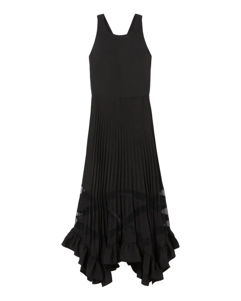 Claudie Pierlot Faltenkleid mit Rüschensaum - Schwarz Schwarz