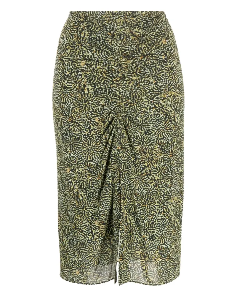 Isabel Marant ruched-front patterned midi skirt - Grün Grün