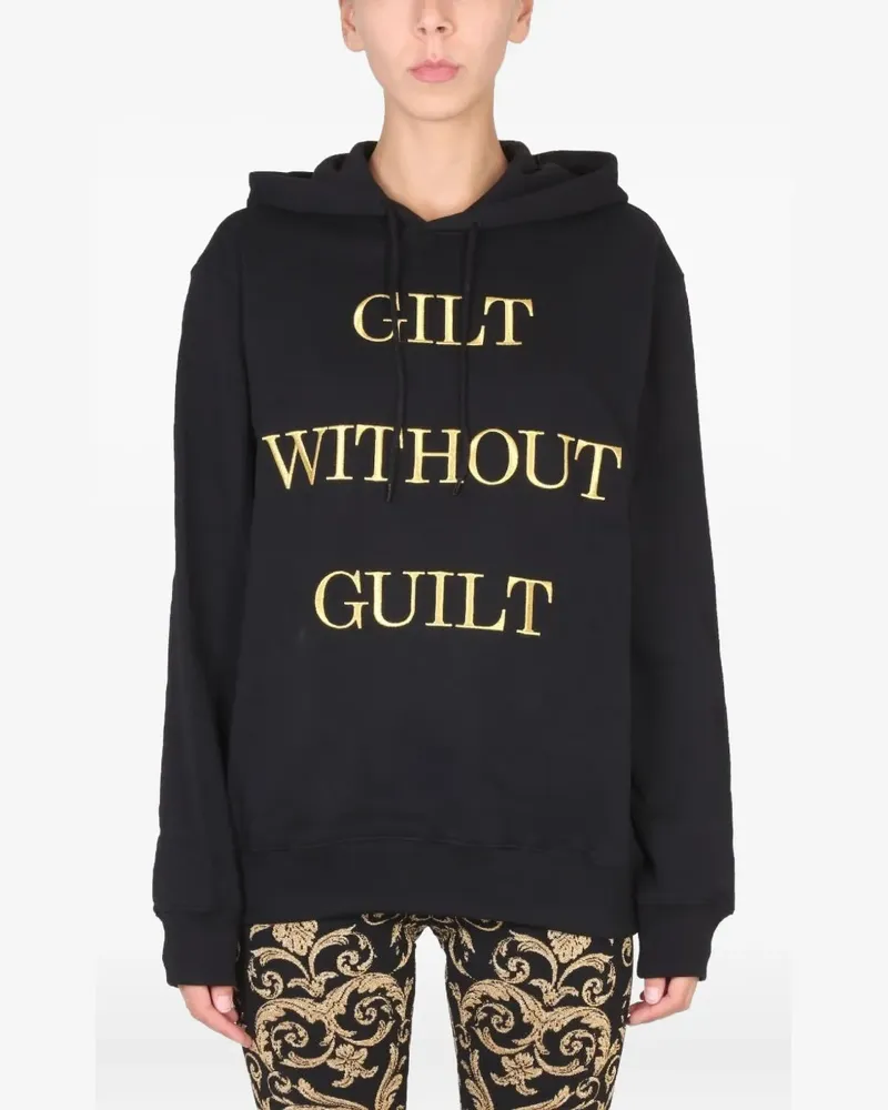 Moschino lettering-embroidered hoodie - Schwarz Schwarz
