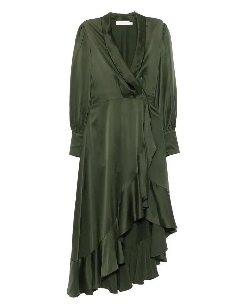 Zimmermann ruffled wrap-style asymmetric dress - Grün Grün
