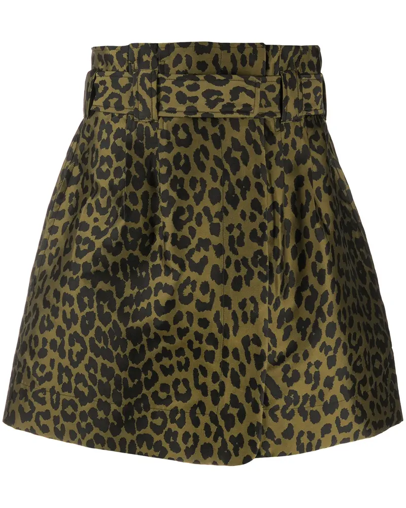 Ganni A-Linien-Rock mit Leoparden-Print - Grün Grün