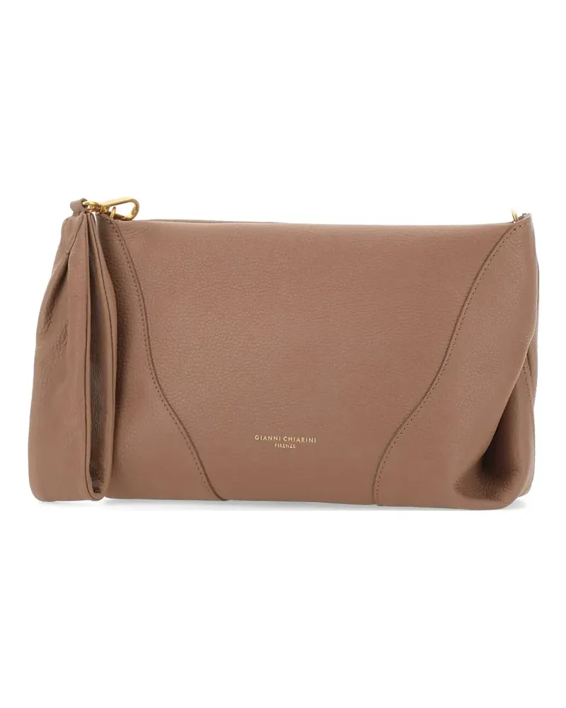 Gianni Chiarini large Suria grained leather clutch bags - Braun Braun