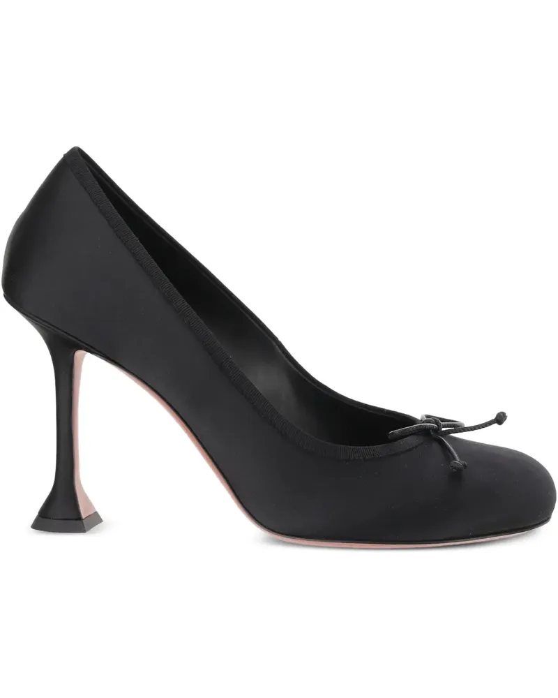 Amina Muaddi Lila Pumps mit Schleife 95mm - Schwarz Schwarz