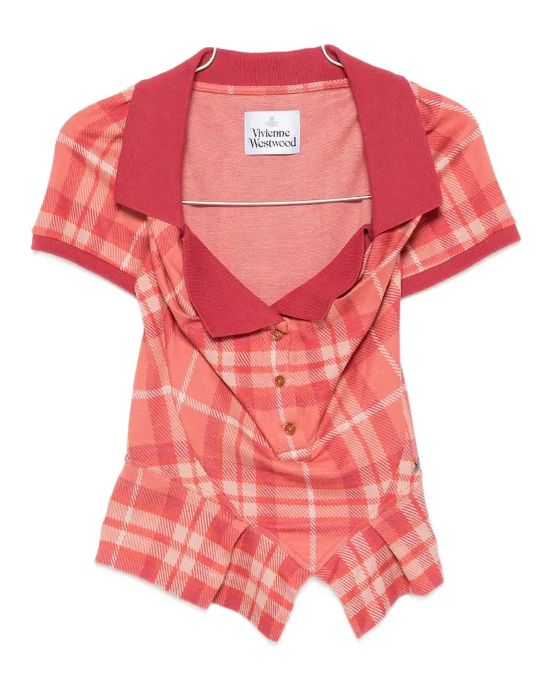 Vivienne Westwood tartan-print peplum polo top - Rot Rot