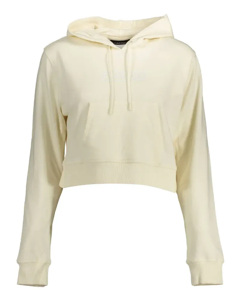 Calvin Klein cropped logo-print hoodie - Nude Nude