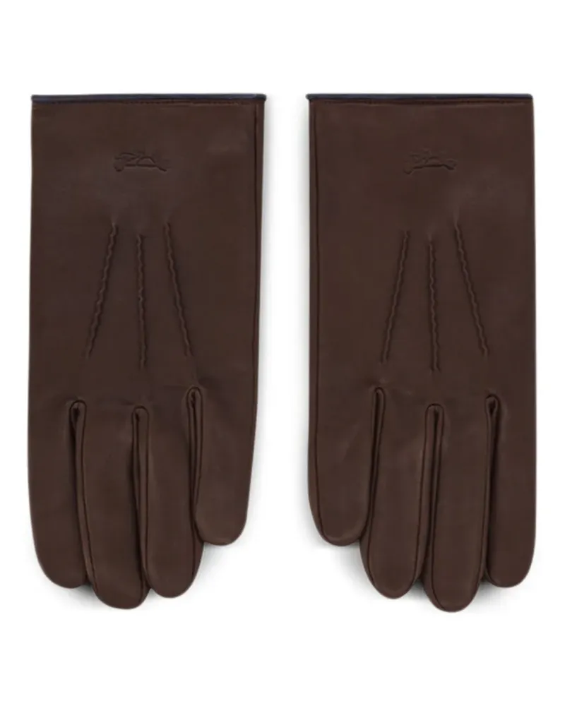 Longchamp topstitch gloves - Braun Braun