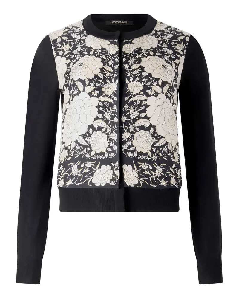 Roberto Cavalli Cardigan mit Blumeneinsatz - Schwarz Schwarz