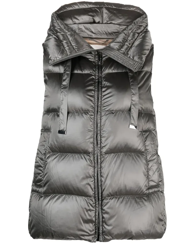 Max Mara Steppweste mit Kapuze - Grau Grau