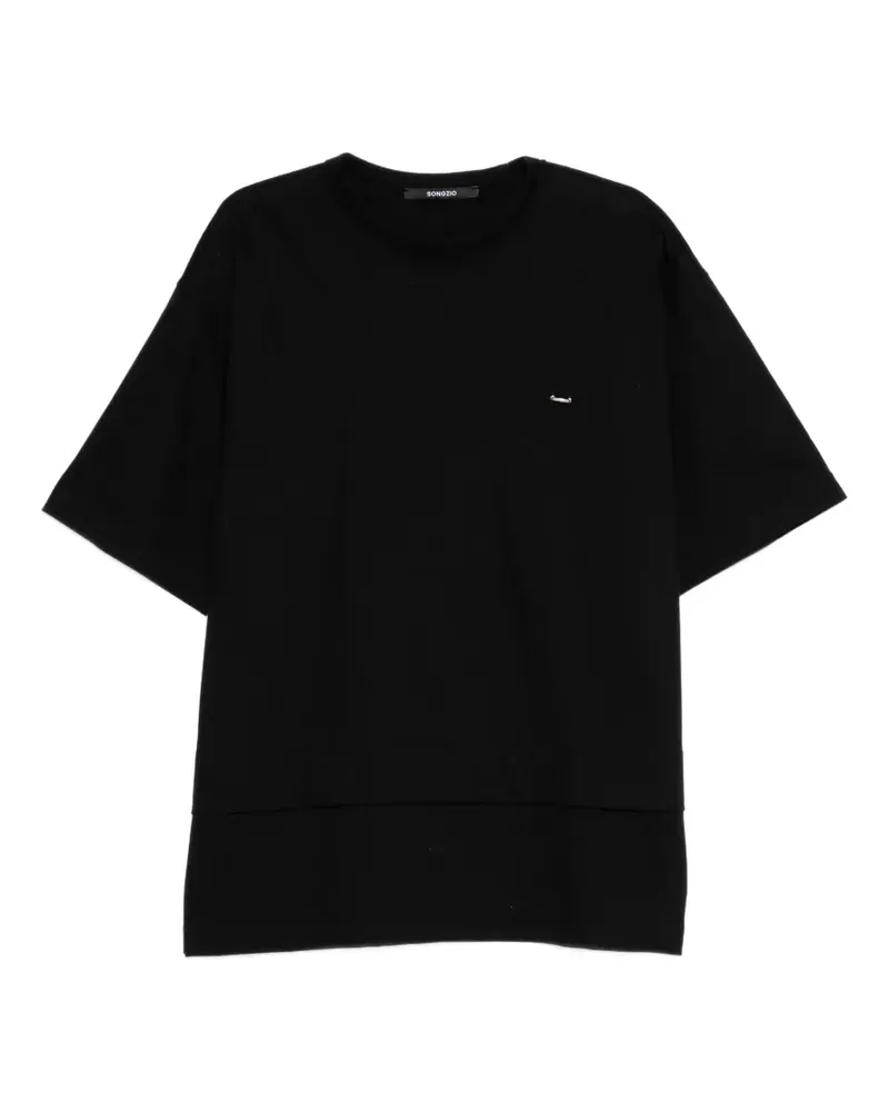 SONGZIO T-Shirt mit grafischer Stickerei - Schwarz Schwarz