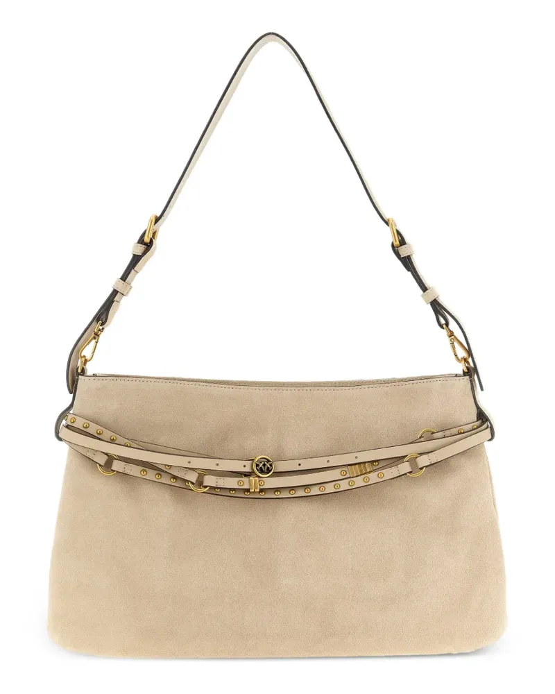 Pinko Schultertasche mit Nietengürtel - Nude Nude