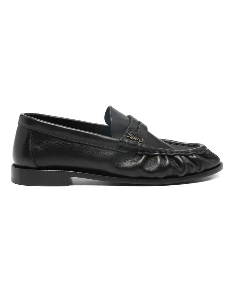 Saint Laurent logo-plaque gathered loafers - Schwarz Schwarz