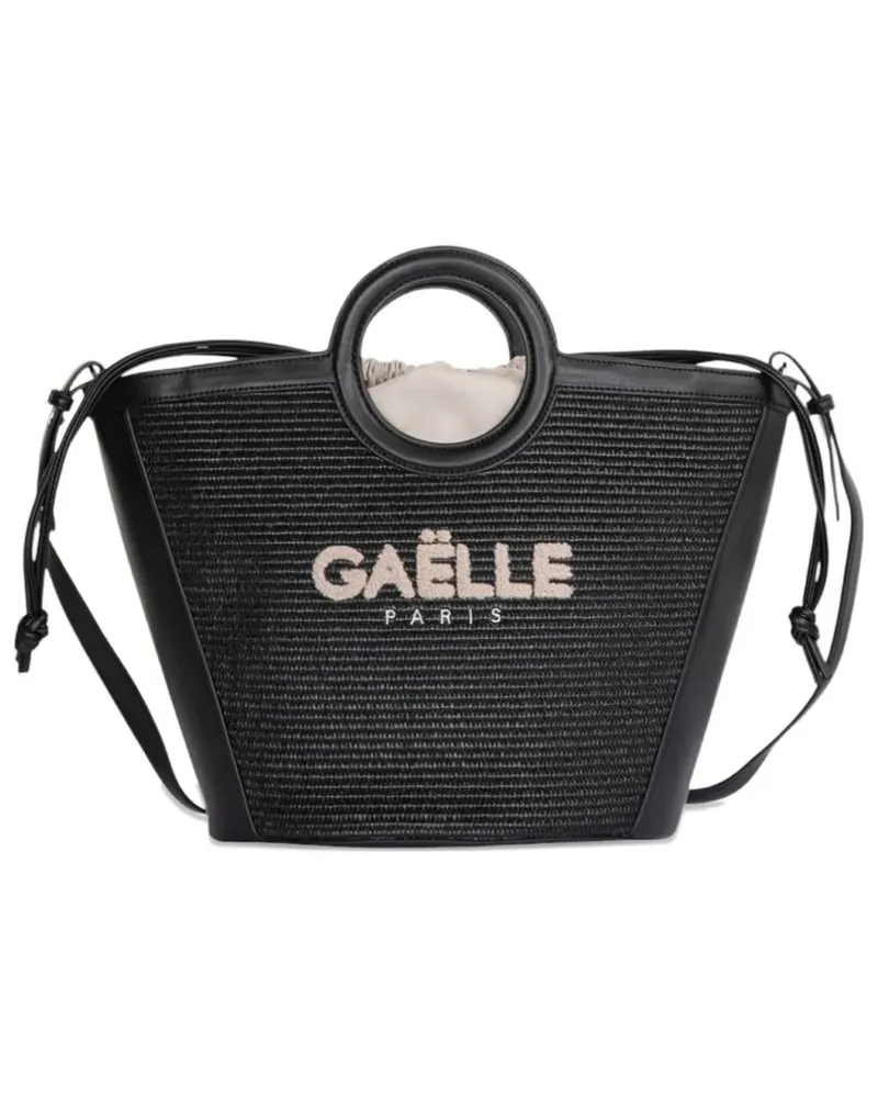 Gaëlle Bonheur Gewebter Maxi Shopper Rucksack mit Logo - Schwarz Schwarz