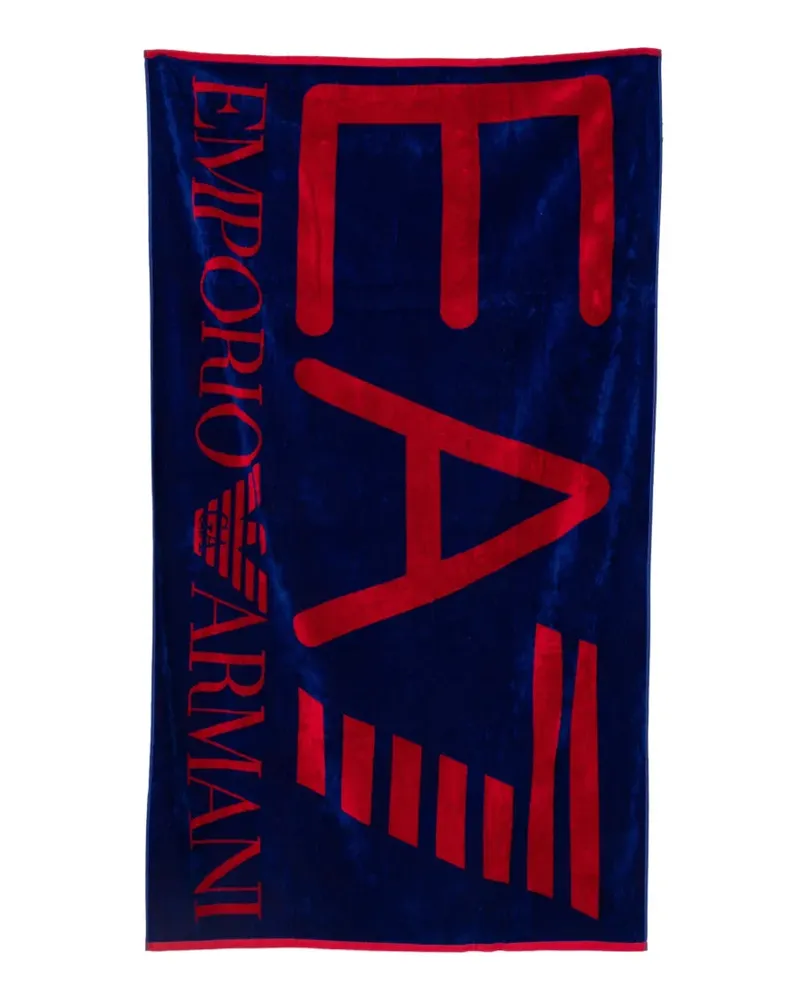 Emporio Armani Strandtuch mit Intarsien-Logo - Blau Blau
