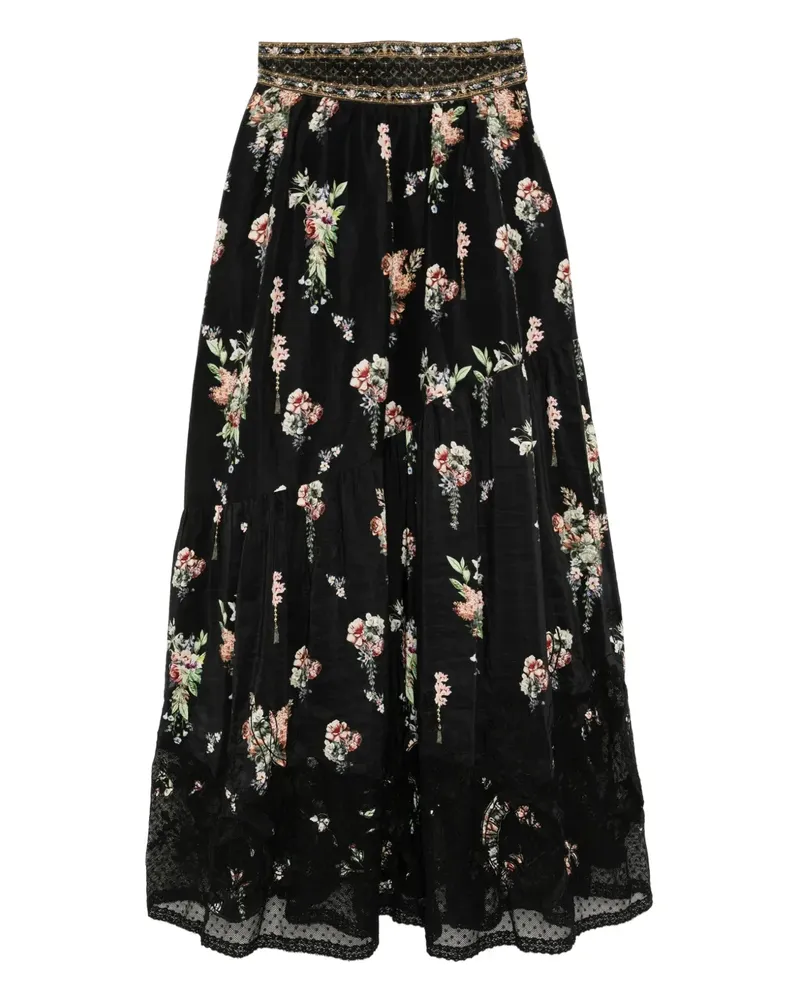 Camilla Rock mit Blumen-Print - Schwarz Schwarz