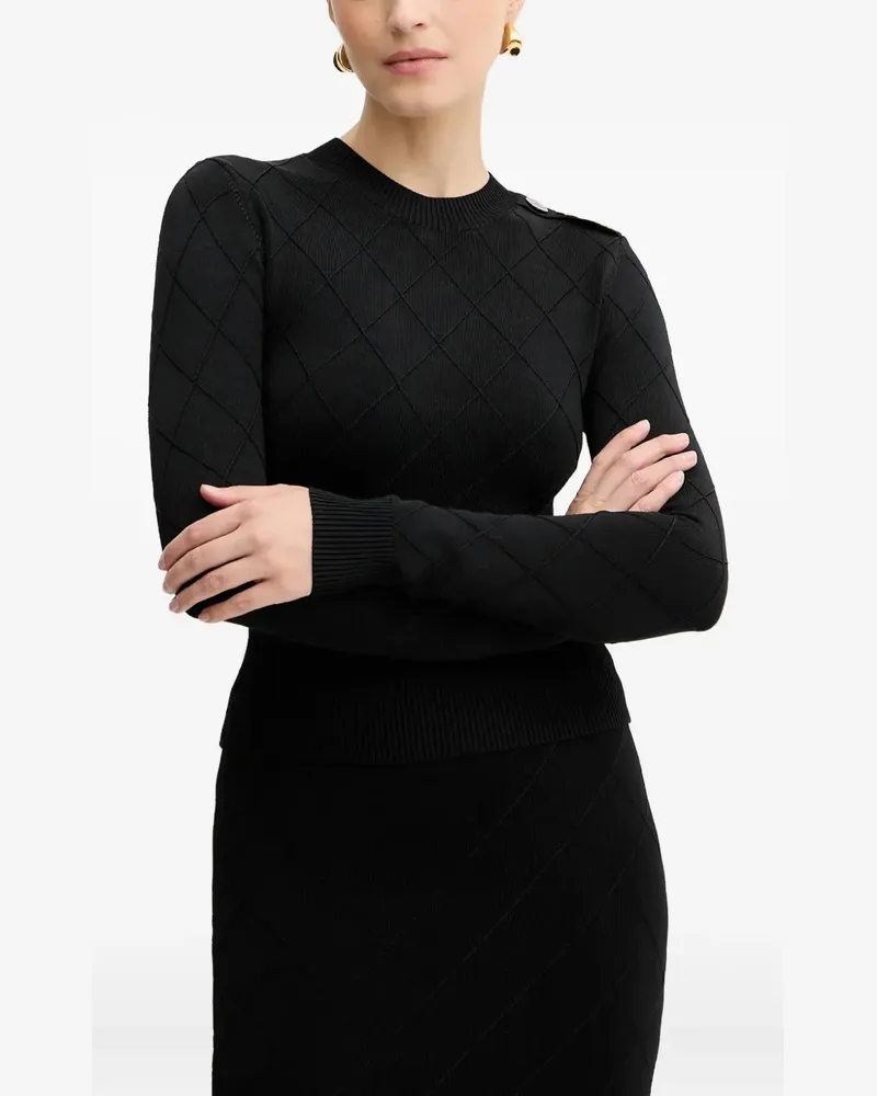 MARCIANO Los Angeles Pullover mit Knöpfen in Rautenoptik - Schwarz Schwarz