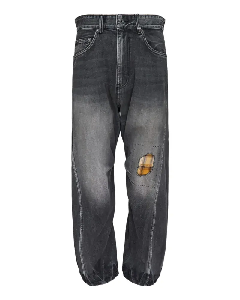 WE 11 DONE Jeans mit repariertem Check - Grau Grau