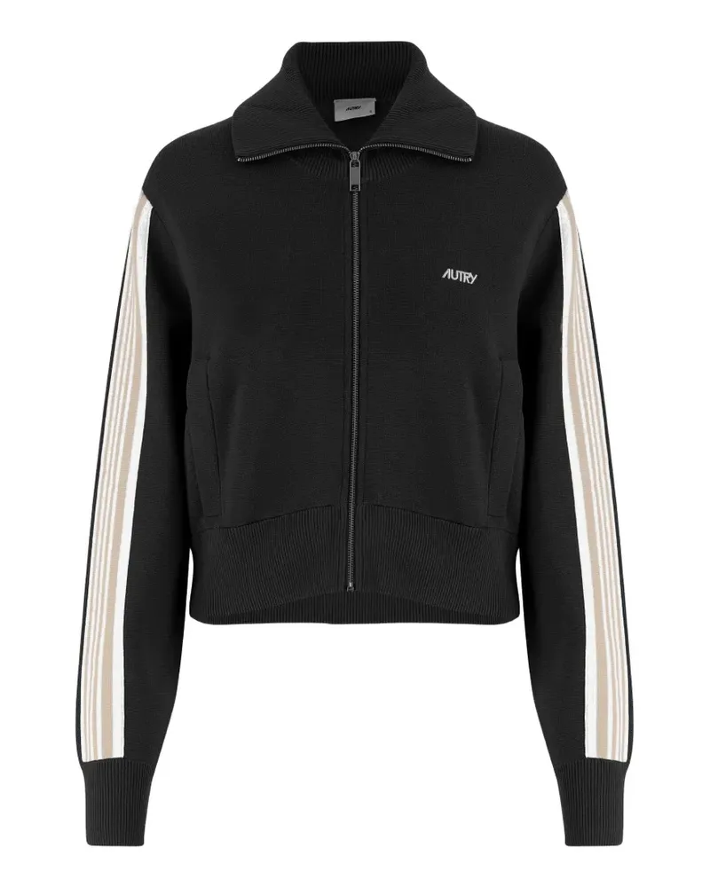 AUTRY logo-embroidered striped-sleeve sweatshirt - Schwarz Schwarz