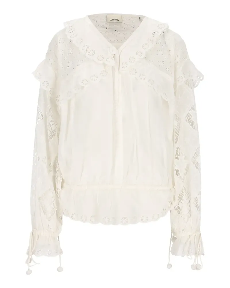 Isabel Marant broderie-anglaise ruffled blouse - Nude Nude