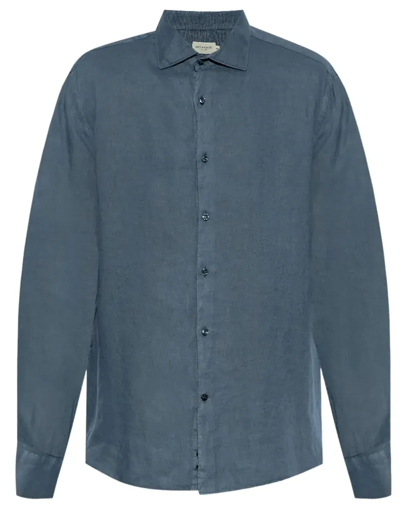 Paul & Shark Hemd aus Leinen - Blau Blau