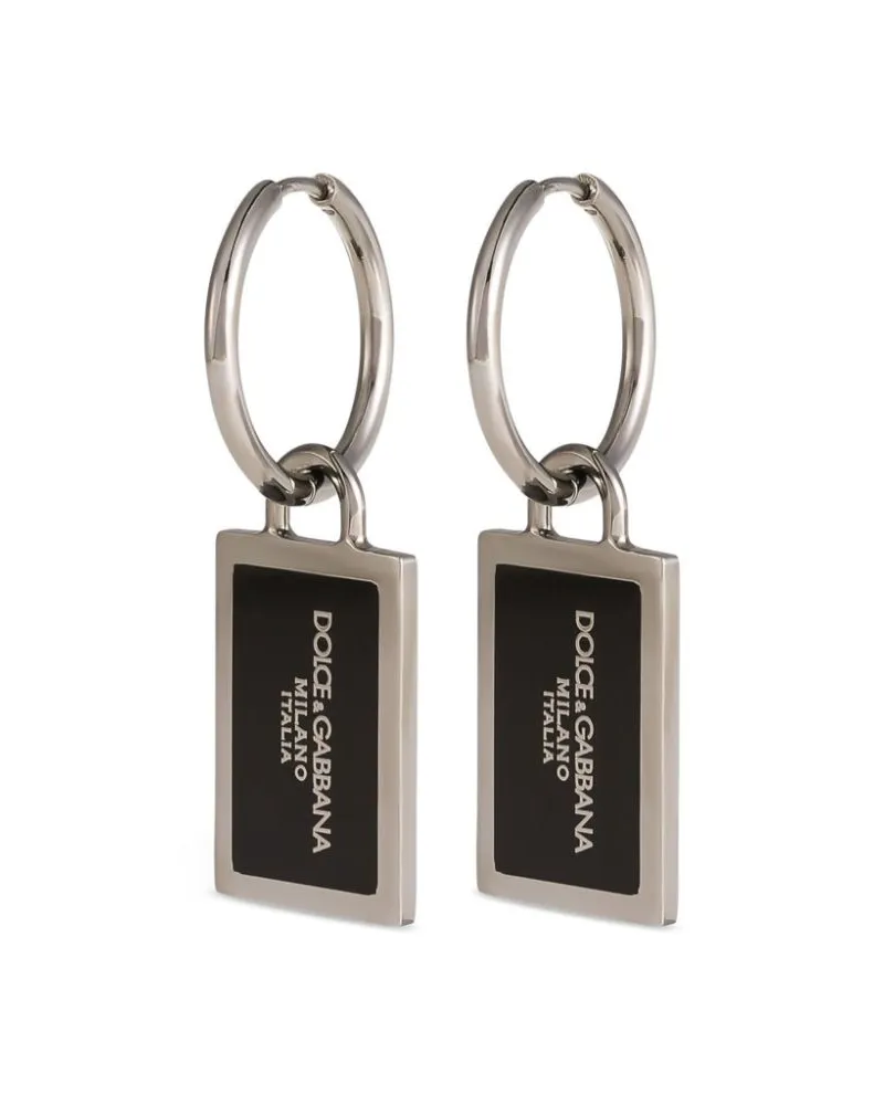 Dolce & Gabbana Ohrringe mit Logo-Schild - Silber Silber