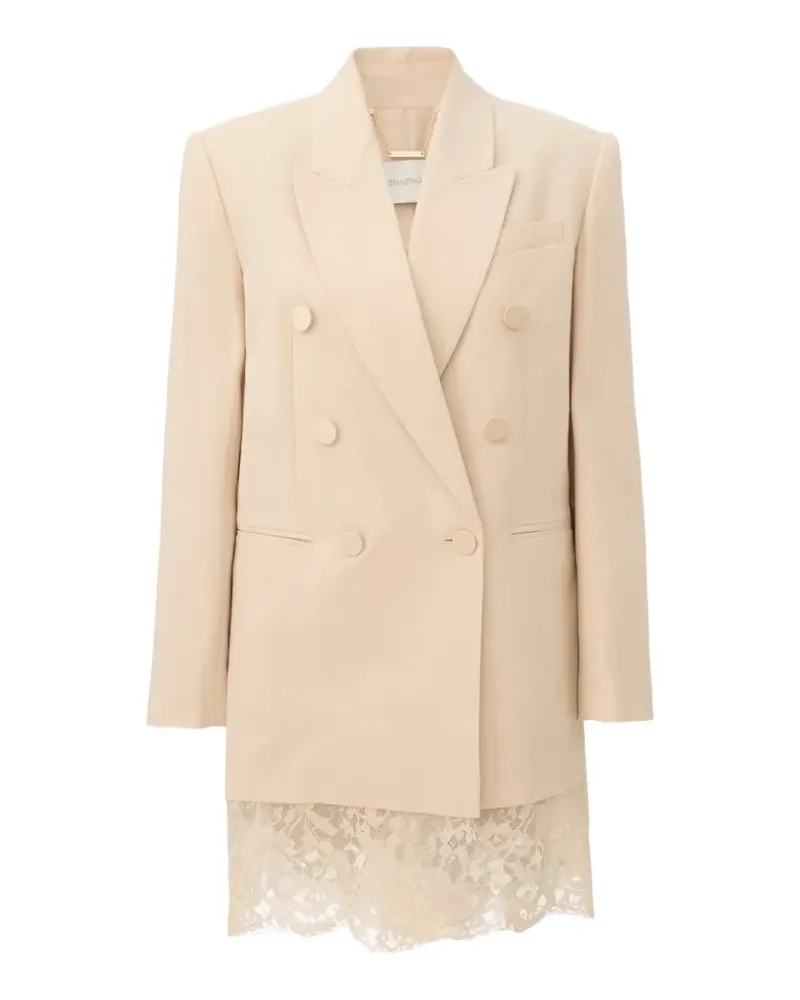 Zimmermann Doppelreihiger Leandra Blazer mit Spitzenbesatz - Nude Nude
