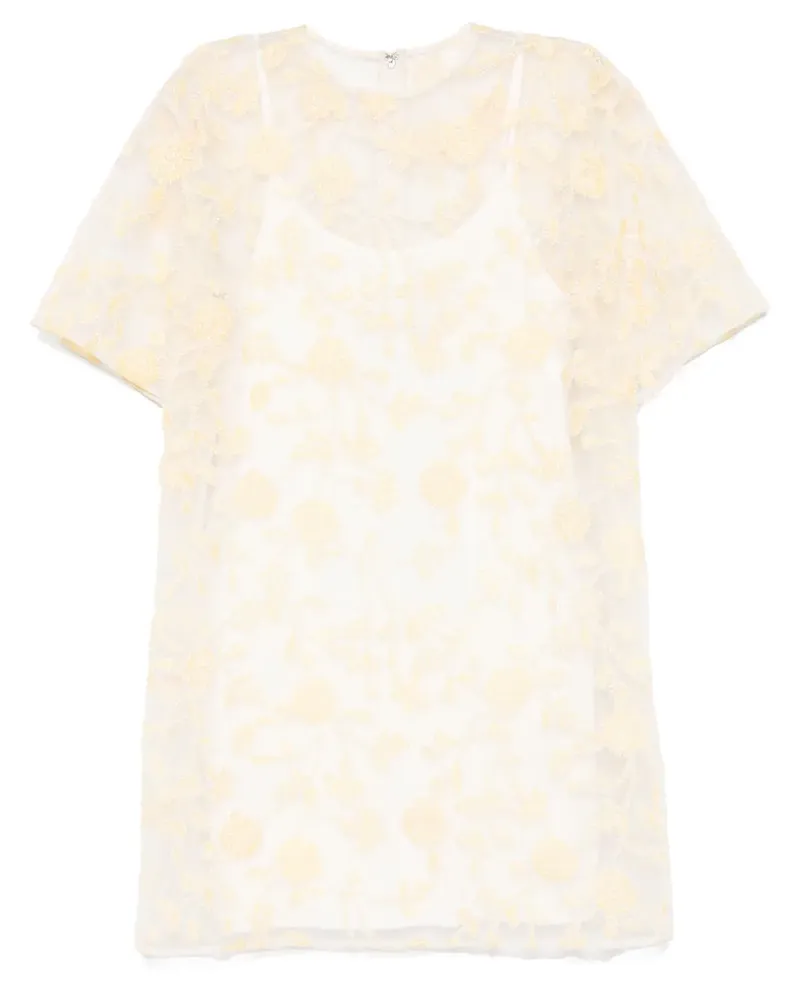 ROTATE Birger Christensen Minikleid mit Blumenstickerei - Gelb Gelb