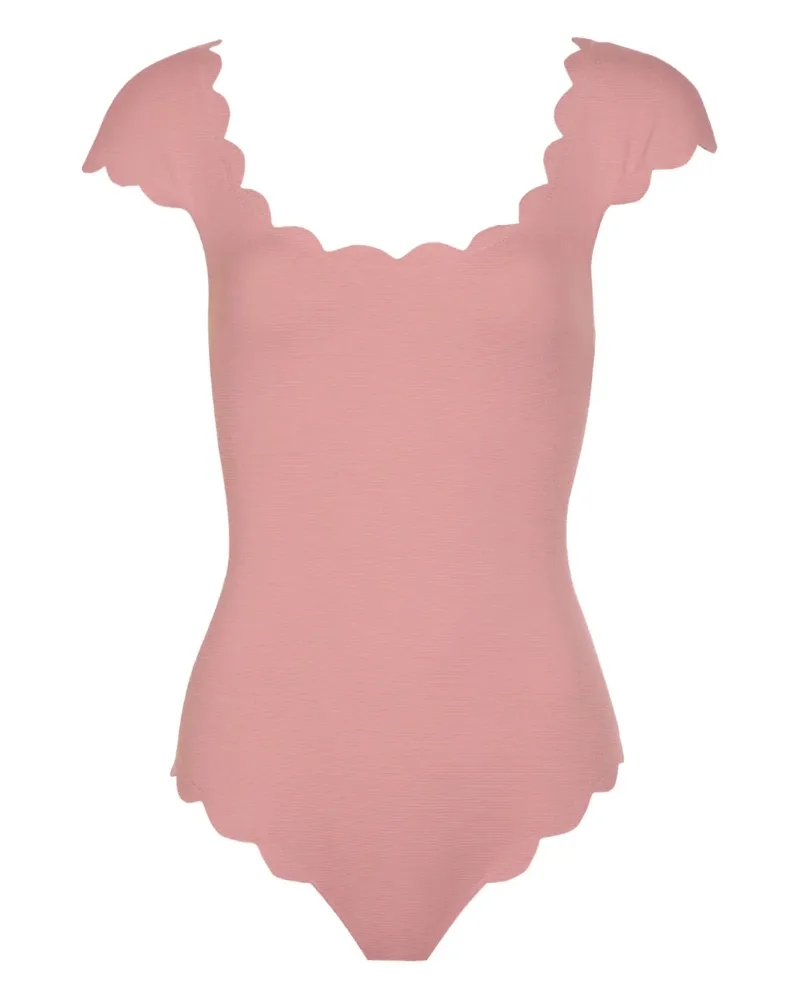 Marysia scalloped short-sleeve swimsuit - Rosa Rosa