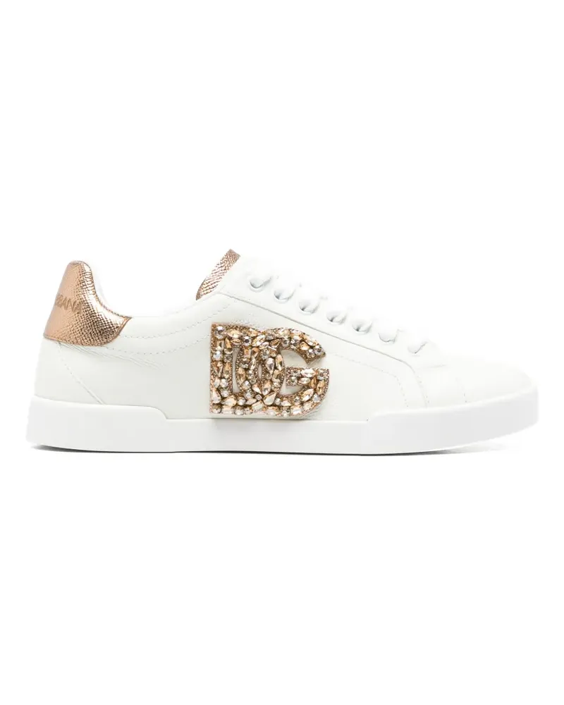 Dolce & Gabbana Sneakers mit Kristallen - Weiß Weiß